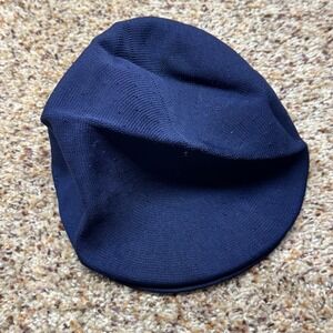 Vintage Kangol Design Navy Blue Flat Cap Hat Made in England Mens Textured Knit